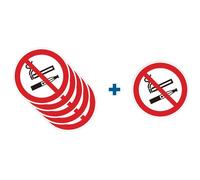 KIT DA 6 ADESIVI ROTONDI - Vietato fumare e svapare - Pittogramma