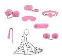 Kit da 7 pezzi in pelle rosa Kit da polso e caviglia per il gioco della camera da letto delle coppie