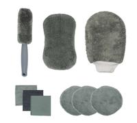 Kit da 9 pezzi per la cura dell'auto - panno in microfibra, guanti e altro