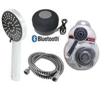 Kit da bagno doccietta regolabile con tubo cromato e cassa bluetooth impermeabile per musica Brixo Doccia Music Cromo