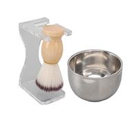 Kit da barba per uomo, 3 pennelli da barba e ciotola Kit da barba per rasoio Set da barba 3 in 1 Set di pennelli da barba per uomo Porta pennelli in acrilico Ciotola a bolle Kit