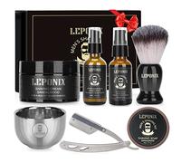 Kit da barba per uomo, set da barba di crema da barba al legno di sandalo, balsamo dopobarba da uomo, olio pre-rasatura, pennello da barba e ciotola, sapone da barba set regalo per uomini fidanzati