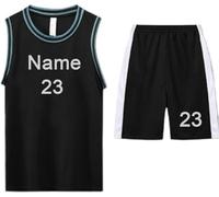 Kit da Basket Personalizzati per Ragazzi Kit da Basket Personalizzato per Adulti con Il Tuo Nome, Numero E Logo della Squadra, Black, XL