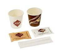 Kit da Caffè, 200 Bicchierini di Carta, 100 Zucchero e 100 Canna, 200 Palette - Dolci Aveja