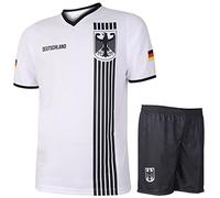 Kit da Calcio Home della Germania - Strisce Nero Bianco - Bambino e Adulto - Ragazzi - Divisa da Calcio - Regali per Il Calcio - Abbigliamento Sportivo - Taglia 152