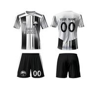 Kit da calcio per bambini, kit da calcio personalizzato per bambini con nome, logo della squadra, regalo per ragazzi, uomini e donne, in poliestere, Juventus, 2-14 Years