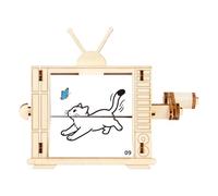 Kit da Costruzione Modelli,Progetto a Forma TV Retrò In Legno Per Educazione In Casa E Sussidio Didattico | Kit per Realizzare Macchina Animazioni a Manovella,Per Bambini Compleanno Natale Capodanno