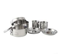 Kit da cucina per esterni, con pentole, tazze, ciotole pieghevoli in acciaio inox 410, per campeggio, picnic, zaino in spalla, design leggero