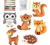 Kit da cucito in feltro da 6 pezzi, per bambini, animali della foresta/bosco, divertente fai da te, ornamenti educativi fai da te per cucito, simpatiche bambole in feltro di volpe, regalo per