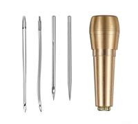 Kit da cucito in pelle, set da 14 pezzi, ago punteruolo fai da te con manico in rame, strumenti per la riparazione di tende, scarpe, filo di nylon, portatile, per viaggi (C)