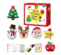 Kit da cucito natalizio per bambini | Set di ornamenti in feltro da 6 pezzi | Kit artigianale fai da te con forme pretagliate di aghi sicuri | Sviluppare abilità motorie | Decorazione natalizia f