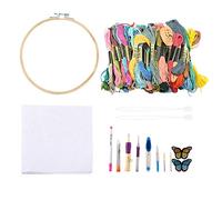 Kit da cucito ricami Kit fai da te artigianato fili colorati set di ago per punzonatura con fili da ricamo a 50 colori aghi per scisori per ricamo a mano pittura in tessuto a croce