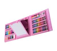 Kit da Disegno per Bambini, Materiale in PVC, Cavalletto Integrato e Set Artistico da 208 Pezzi per Divertimento Creativo Ovunque (Roseo)