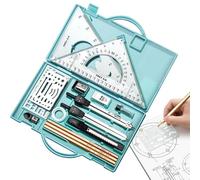 Kit Da Disegno - Strumenti Da Disegno 16 Pezzi | Righelli In Metallo E Bussole Kit Geometria | Triangolo Righello Compass Compass Protrattore Set | Forniture Per La Scrittura | Architecture Dra