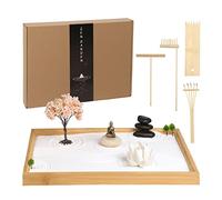 Kit da giardino zen per scrivania da ufficio, decorazione per meditazione giapponese con vassoio, statua di Buddha, porta incenso in ceramica fatta a mano, accessori zen, regalo spirituale per donne e
