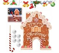 Kit Da Golf A Forma Di Casa Di Pan Di Zenzero, Campo Da Minigolf Natalizio, Con Bastoncino Di Zucchero, 1 Palla E Porta A Forma Di Casa Di Pan Di Zenzero, Simpatica Decorazione For Feste
