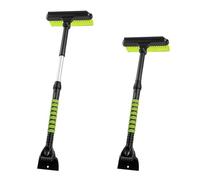 Kit da neve for auto 3 in 1 e 5 in 1 con raschiaghiaccio, spazzola da neve telescopica con testa girevole a 270° e impugnatura in schiuma, for parabrezza di auto e camion(3 IN 1 Green)