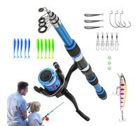 Kit da Pesća Completo per Bambini 1.8m con Canna Telescopica e Mulinello | Include Esche, Accessori e Borsa da Viaggio | Attrezzatura Principianti, Ragazzi e Ragazze, Regalo per Avventure all'Aperto