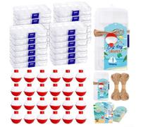 Kit da pesca da 24 pezzi con piccole scatole per attrezzature, bobine galleggianti e biglietti per appunti per regali per gli ospiti agli eventi di pesca