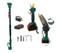 Kit da Potatura 3 in 1 Motosega a Batteria 6" Lubrificazione Olio Automatica + Forbice Cesoia a Batteria + Asta Telescopica 148-248cm Doppia Batteria 68V per Potatura Giardino Rami Arbusti Vigneto