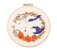Kit da ricamo a mano stampato con motivo fantasma di Halloween, zucca, pipistrello, con cerchi, panno colorato, fili colorati, per punto croce, ricamo, arte per la decorazione della casa, progetti