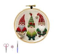Kit da ricamo natalizio per adulti e principianti, kit da ricamo a punto croce con gnomi natalizi, con motivo, cotone, fili, aghi e istruzioni (B)