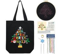 Kit da Ricamo per Borsa in Tela con Motivo per Principianti, Kit per Arti e Mestieri Fai Da Te per Adulti, Include Istruzioni, Cerchi da Ricamo, Fili Colorati e Strumento