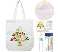 Kit da Ricamo per Borsa in Tela con Motivo per Principianti, Kit per Arti e Mestieri Fai Da Te per Adulti, Include Istruzioni, Cerchi da Ricamo, Fili Colorati e Strumento