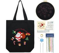 Kit da Ricamo per Borsa in Tela con Motivo per Principianti, Kit per Arti e Mestieri Fai Da Te per Adulti, Include Istruzioni, Cerchi da Ricamo, Fili Colorati e Strumento