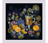 Kit da ricamo Riolis Blackwork "Orange Mood", contato, 30x30cm