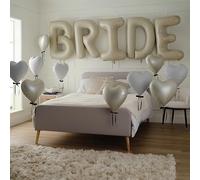 Kit da soffitto con palloncini a forma di cuore e lettere a palloncino "Bride" color crema - Set di decorazioni per addio al nubilato