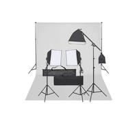 Kit da studio fotografico - HELLOSHOP26 - Illuminazione continua - Sfondo nero - 3 lampade LED - Treppiede regolabili