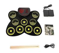 Kit da tamburo roll up portatile, altoparlante da incasso da 9 pads tamburo elettronico con bacchette e pedali ricaricabili per uso continuo a 4 ore