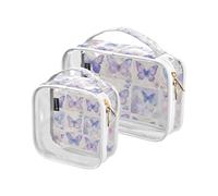 Kit da toilette da viaggio decorativo trasparente approvato TSA viola mistero farfalle riutilizzabili borse cosmetiche con cerniera kit da barba da uomo maquillaje para
