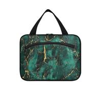 Kit da viaggio da appendere con texture in marmo verdastro-oro con gancio, borsa essenziale per la cura della pelle per gli elementi essenziali da viaggio zaino in spalla maleta para maquillaje L