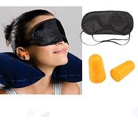 Kit da viaggio gonfiabile collo cuscino sostegno Eye Shade Mask & Ear plugs-navy blu