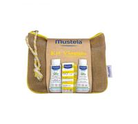Kit da viaggio Mustela in una pratica trousse in 100% yuta