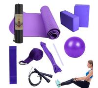 Kit da yoga per principianti, kit da yoga per principianti, kit per principianti | tappetino da allenamento con blocchi - attrezzature per il fitness per donne e uomini include nastro di resistenza in