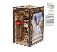 Kit d'angolo libro puzzle in legno 3D | BookNook Kit con luce LED | Liber di biblioteca Liber Libro decorativo fine per il compleanno di Capodanno di Natale