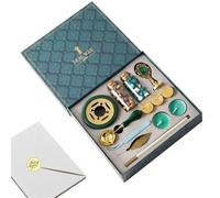 Kit De à Cacheter Wachssiegel Stempel - Kit Complet Pour Enveloppes Et Invitations | Granulés De à Cacheter Créatifs Avec Sceau En Laiton Et Manche En Bois | IDéal Pour Lettres Et Cadeaux