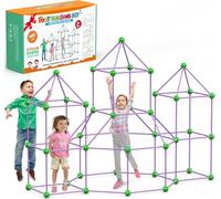 Kit de Construcción Fuertes, DIY Puzzle Casa de Juguete, 140Pcs Juguetes Educativos, Bricolaje Construcción Castillos Túneles, Jugar Tienda Campaña Regalo Niños/Niñas 5-12Años(Excluyendo Tela)