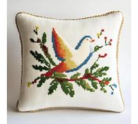 Kit de Crochet en Acrylique pour Coussin et Taie d'Oreiller DIY Créatif avec Système de Verrouillage, Décoration Maison 43 x 43 cm, Ramo d'ulivo