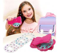 Kit de herramientas para el pelo Bedazzler, herramienta para estampar con gemas para el pelo tipo grapadora con diamantes brillantes, juego de grapadora para el pelo (1 herramienta + gemas) Geometrico