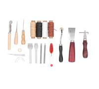 Kit de herramientas para trabajar el cuero, set de herramientas para trabajar el cuero con hilo encerado, agujas, punzón, tijeras para bricolaje: cosido, perforación, corte,
