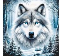 Kit de Pintura Diamante 5D Lobo, Pintura de Diamantes para Adultos, Pintura Diamante Completa, Cuadro de Diamantes DIY, Punto de Cruz Diamante, Kit Completo para Decoración del Hogar (30x30cm)