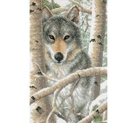 Kit de punto de cruz estampado Dimensions 23 x 35 cm - Lobo invernal