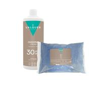 Kit decolorante permanente professionale per capelli VALQUER | Polvere Deco Blue 500 g e perossido di idrogeno al 9% 30 vol. 1 l | Schiaritura intensa fino a 6 toni con proteine del grano | Vegano