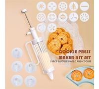 Kit Decorazione Dessert Fai da Te 18 Pezzi con Macchina Biscottiera e Ugelli Mul