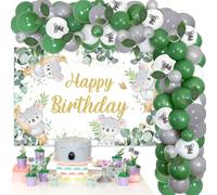 Kit Decorazioni di Compleanno Koala - Arco Ghirlanda, Sfondo, Tema Zoo Giungla Selvaggia, Animali - Forniture per Feste