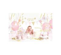 Kit Decorazioni Party Box Primo Rosa Oro Bimba da 33 Pezzi
